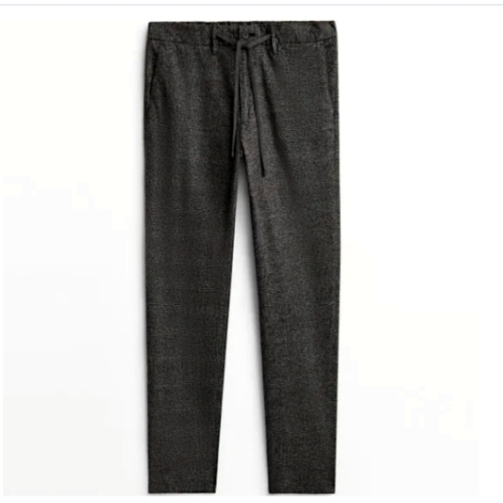 MASSIMO DUTTI Jogging Fit Check Chinos Grey EUR 38 US 30 NWT